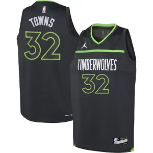 Karl Incontournable Anthony Towns Minnesota Timberwolves Jordan Brand Youth Swingman Jersey Statement Edition Black - Vêtement de fan emblématique - Montrez votre amour pour l'équipe