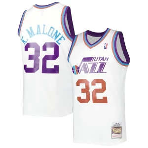 Karl Malone Utah Jazz 1991/92 Dashing Hardwood Classics Reload 3.0 Swingman Jersey White - Maillot de championnat - Revivez les victoires glorieuses