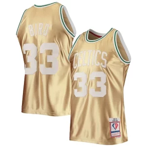 Larry Bird Boston Celtics 75th Anniversary 1985/86 Hardwood Classics Commémoratif Swingman Jersey Gold - Pour les fans de la ligue - Un maillot authentique de la compétition