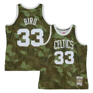 Larry Bird Boston Celtics Hardwood Classics 1985/86 Ghost Exquisite Green Swingman Jersey Camo - Édition limitée - Uniques dans leur genre