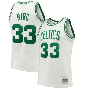 Larry Bird Boston Celtics Hardwood Classics 1985/86 Tendance Swingman Jersey White/Kelly Green - Maillot de qualité supérieure - Durable et résistant