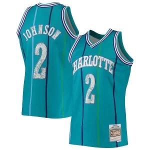 Larry Johnson Charlotte Hornets Luxueux 1996/97 Hardwood Classics NBA 75th Anniversary Diamond Swingman Jersey Teal - Événement exclusif - Soyez l'un des premiers à avoir ce maillot