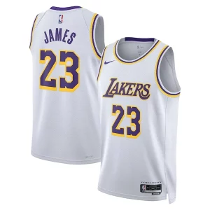 LeBron James Los Angeles Lakers Vibrant Nike Unisex Swingman Jersey Association Edition White/Gold - Maillot de marque reconnue - Faites confiance à la qualité