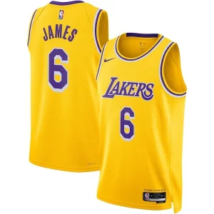 LeBron James Los Angeles Lakers Éclatant Nike Unisex Swingman Jersey Icon Edition Gold - Maillot de qualité supérieure - Durable et résistant
