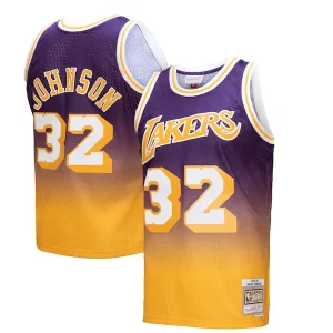 Magic Johnson Los Angeles Lakers 1984/85 Hardwood Vibrant Classics Fadeaway Swingman Player Jersey Gold/Purple - Maillot de championnat - Revivez les victoires glorieuses