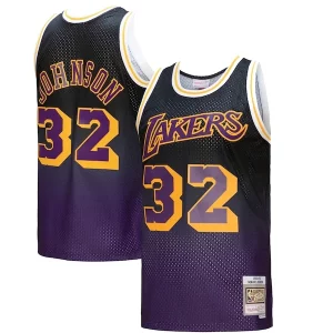 Magic Johnson Los Angeles Lakers 1984/85 Hardwood Classics Fadeaway Swingman Player Vibrant Jersey Purple/Black/Gold - Promotion limitée - Profitez de la réduction avant qu'elle ne soit terminée