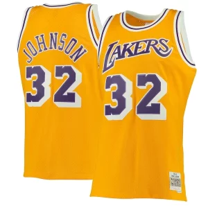 Magic Johnson Los Angeles Lakers 1984/85 Exceptionnel Hardwood Classics Swingman Jersey Gold/Purple - Garantie satisfaction - Si vous n'êtes pas satisfait