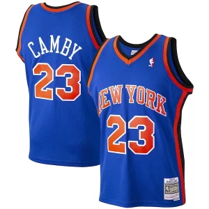 Marcus Camby Magnifique New York Knicks 1998/99 Hardwood Classics Swingman Jersey Blue - Maillot authentique - Reproduit avec soin