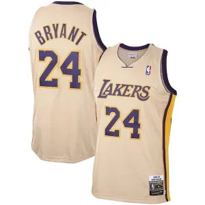 Men's Los Angeles Lakers Kobe Bryant Gold 2008 09 Hardwood Classics Authentic Player Classique Jersey - Maillot authentique - Reproduit avec soin