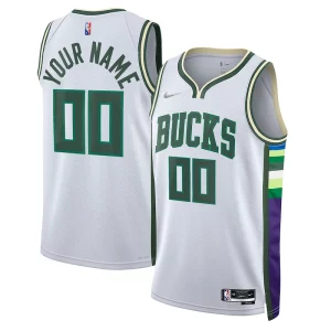 Milwaukee Bucks Nike 2021/22 Swingman Élégant Custom Jersey City Edition White - Livraison gratuite - Économisez sur les frais d'expédition