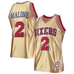 Moses Malone Philadelphia Authentique 76ers 75th Anniversary 1982/83 Hardwood Classics Swingman Jersey Gold - Design innovant - Écarte-vous du commun des mortels