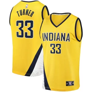 Myles Turner Indiana Pacers Fast Charming Break Replica Jersey Statement Edition Gold - Édition limitée - Uniques dans leur genre