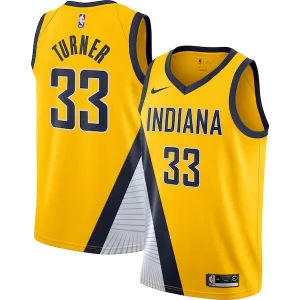 Myles Turner Indiana Pacers Nike Swingman Jersey Gold Premium Statement Edition - Pour les joueurs de basketball amateurs - Adapté à tous les styles de jeu
