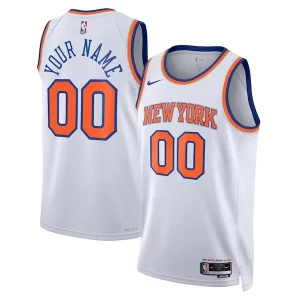 New York Magnifique Knicks Nike Unisex Swingman Custom Jersey White Association Edition/Blue - Vêtement de fan emblématique - Montrez votre amour pour l'équipe