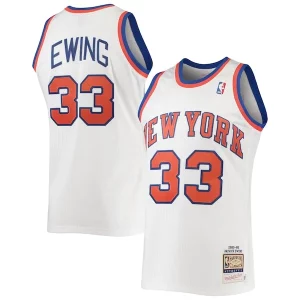 Patrick Ewing New York Luxueux Knicks 1985/86 Hardwood Classics Authentic Jersey White - Maillot de qualité supérieure - Durable et résistant