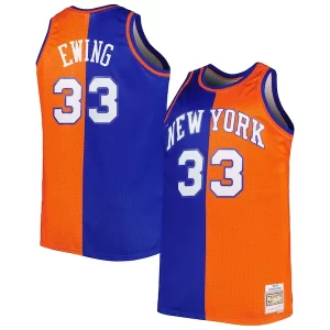 Patrick Ewing New York Knicks Big & Tall Personalisable Hardwood Classics 1991/92 Split Swingman Jersey Blue/Orange - Pour les matchs d'athlétisme - Restez frais et confortable