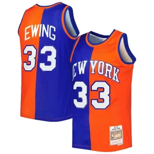 Patrick Ewing New York Knicks Hardwood Classics 1991/92 Split Swingman Jersey Blue/Orange Stylish - Édition commemorative - Souvenez-vous des moments inoubliables