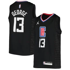 Paul George LA Clippers Jordan Brand Youth 2020/21 Swingman Player Jersey Black Statement Edition Commémoratif - Édition commemorative - Souvenez-vous des moments inoubliables
