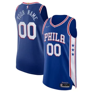 Philadelphia 76ers Nike 2021/22 Diamond Authentic Custom Jersey Haut de gamme Icon Edition Royal - Édition commemorative - Souvenez-vous des moments inoubliables
