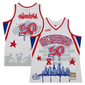 Philadelphia 76ers x Collectible Tats Cru Hardwood Classics Fashion Jersey White - Idéal pour les soirées de sport - Montrez votre style