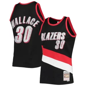 Rasheed Wallace Portland Trail Blazers 1999/00 Hardwood Classics NBA 75th Anniversary Collectible Diamond Swingman Jersey Black - Maillot de qualité supérieure - Durable et résistant