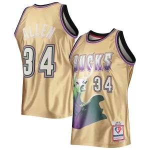 Ray Allen Milwaukee Bucks 75th Anniversary 1996/97 Hardwood Dashing Classics Swingman Jersey Gold - Confort et style combinés - Pour un look exceptionnel