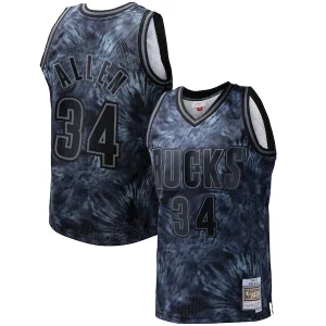 Ray Allen Milwaukee Bucks Captivant Hardwood Classics 1996/97 Tie Dye Swingman Jersey Black - Édition commemorative - Souvenez-vous des moments inoubliables