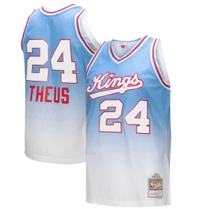 Reggie Theus Sacramento Kings 1985/86 Hardwood Classics Fadeaway Swingman Player Jersey Incontournable White/Light Blue - Maillot authentique - Reproduit avec soin