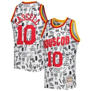 Sam Cassell Houston Rockets 1993/94 Hardwood Classics Doodle Swingman Jersey Éclatant White - Maillot de championnat - Revivez les victoires glorieuses