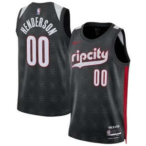 Scoot Henderson Portland Trail Blazers Nike Unisex 2024/25 Swingman Player Jersey City Collectible Edition Black - Maillot authentique - Reproduit avec soin