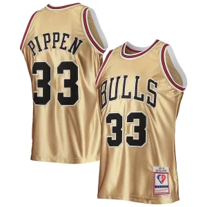 Scottie Pippen Chicago Bulls 75th Anniversary 1997/98 Élégant Hardwood Classics Swingman Jersey Gold - Vêtement de fan emblématique - Montrez votre amour pour l'équipe