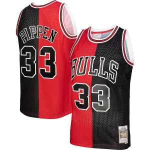 Scottie Pippen Chicago Bulls Big & Tall Hardwood Classics Incontournable 1997/98 Split Swingman Jersey Red/Black - Vêtement de fan emblématique - Montrez votre amour pour l'équipe