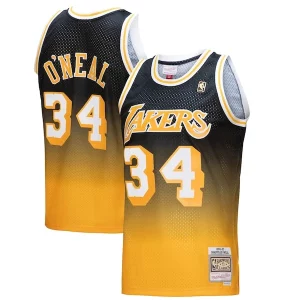 Shaquille O'Neal Los Exceptionnel Angeles Lakers 1996/97 Hardwood Classics Fadeaway Swingman Player Jersey Gold/Black - Pour les matchs d'athlétisme - Restez frais et confortable