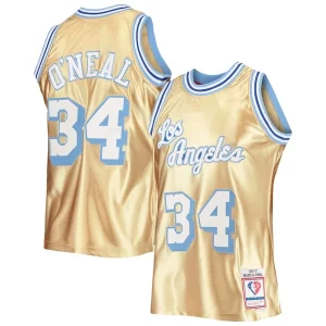 Shaquille O'Neal Los Angeles Lakers 75th Anniversary 1996/97 Hardwood Classics Superbe Swingman Jersey Gold - Maillot de collection - Un bijou pour les amateurs