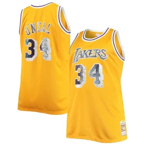 Shaquille O'Neal Los Angeles Lakers Big Tendance & Tall 1996 97 NBA 75th Anniversary Diamond Swingman Jersey Gold - Pour les matchs d'athlétisme - Restez frais et confortable