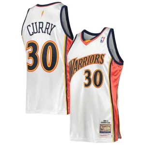 Stephen Charming Curry Golden State Warriors 2009/10 Hardwood Classics Authentic Jersey White - Maillot de championnat - Revivez les victoires glorieuses