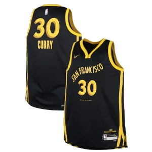 Stephen Curry Golden State Vibrant Warriors Nike Youth Swingman Replica Jersey City Edition Black - Idéal pour les soirées de sport - Montrez votre style