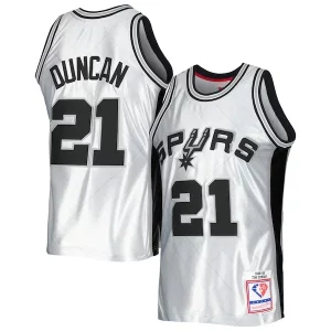 Tim Duncan San Antonio Spurs 1998/99 Hardwood Classics 75th Anniversary Charming Swingman Jersey Platinum - Maillot de qualité supérieure - Durable et résistant