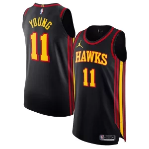 Trae Young Atlanta Hawks Jordan Brand Authentic Player Jersey Dashing Statement Edition Black - Pour les joueurs de basketball amateurs - Adapté à tous les styles de jeu