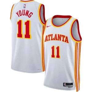 Trae Young Atlanta Hawks Nike Unisex Swingman Jersey Premium Association Edition White/Red - Édition commemorative - Souvenez-vous des moments inoubliables