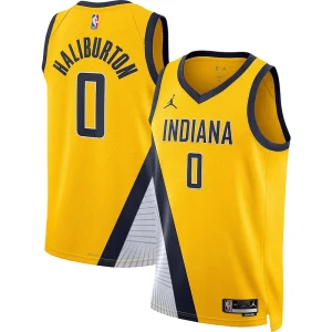 Tyrese Haliburton Indiana Pacers Jordan Vibrant Brand Unisex Swingman Jersey Statement Edition Gold - Pour les matchs d'athlétisme - Restez frais et confortable
