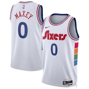 Tyrese Maxey Philadelphia 76ers Nike Unisex 2024/25 Swingman Player Jersey City Edition White Premium - Design innovant - Écarte-vous du commun des mortels