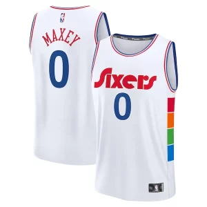 Tyrese Maxey Philadelphia 76ers 2024/25 Fast Break Admirable Player Jersey City Edition White - Design innovant - Écarte-vous du commun des mortels
