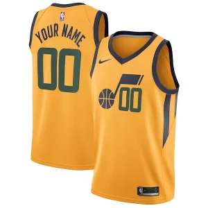 Utah Jazz Splendide Nike Swingman Custom Jersey Statement Edition Gold - Édition commemorative - Souvenez-vous des moments inoubliables
