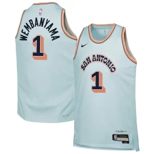 Victor Wembanyama San Antonio Spurs Nike Youth 2024/25 Swingman Player Moderne Jersey City Edition Light Blue - Édition commemorative - Souvenez-vous des moments inoubliables