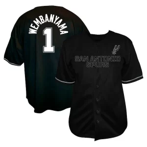 Victor Admirable Wembanyama San Antonio Spurs Profile Big & Tall Name & Number Button Up Jersey Black - Maillot de marque reconnue - Faites confiance à la qualité