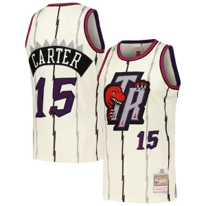 Vince Carter Exceptionnel Toronto Raptors Chainstitch Swingman Jersey Cream - Maillot de collection - Un bijou pour les amateurs